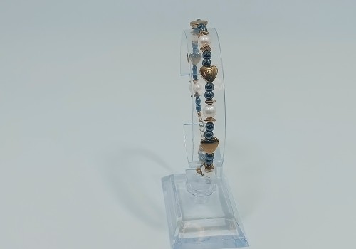 Βραχιόλι από Ανοξείδωτο Ατσάλι Επίχρυσο με Αιματίτη και Μαργαριτάρι