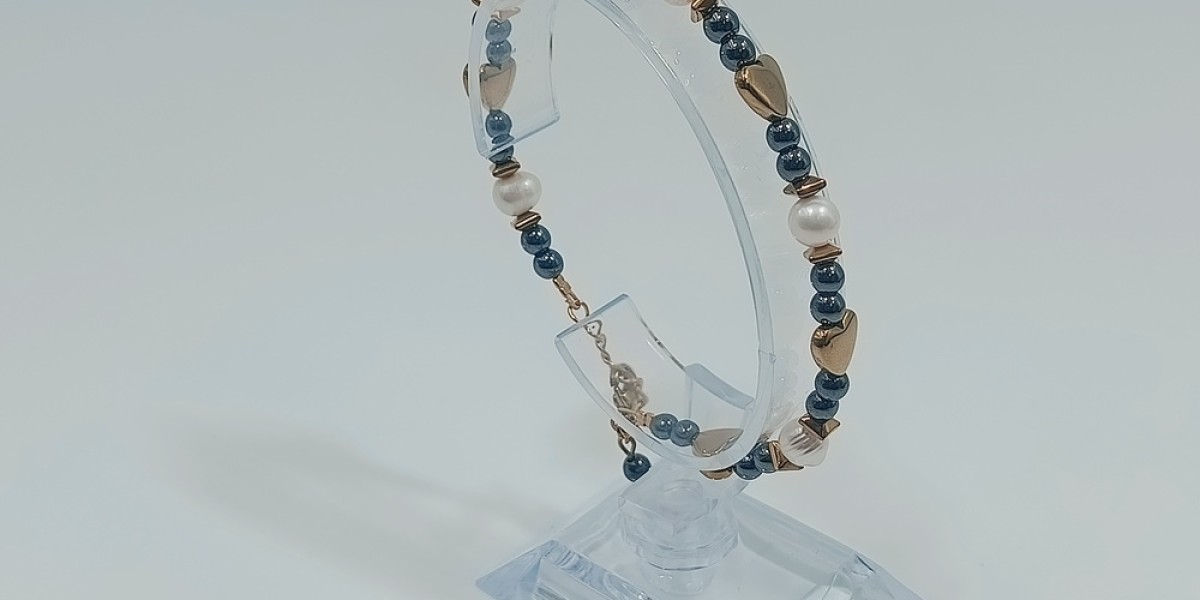 Βραχιόλι από Ανοξείδωτο Ατσάλι Επίχρυσο με Αιματίτη και Μαργαριτάρι