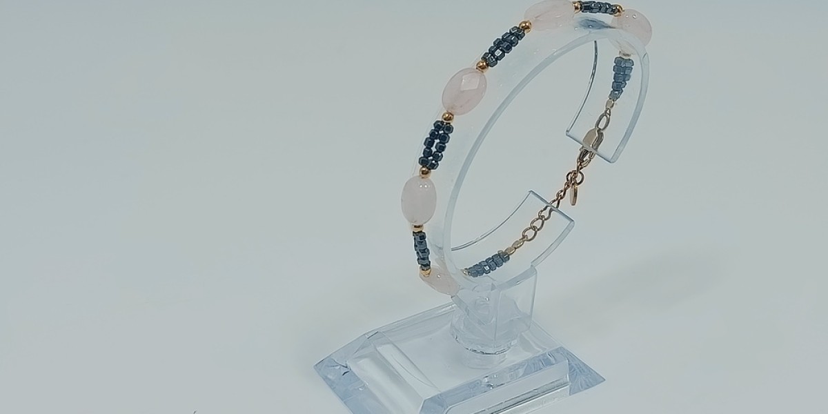 Βραχιόλι από Επίχρυσο Ατσάλι με Αιματίτη και Ροζ Χαλαζία Βραχιόλι από Επίχρυσο Ατσάλι με Αιματίτη και Ροζ Χαλαζία