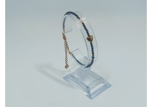 Βραχιόλι από Ανοξείδωτο Ατσάλι Επίχρυσο με Αιματίτη και Μαργαριτάρι