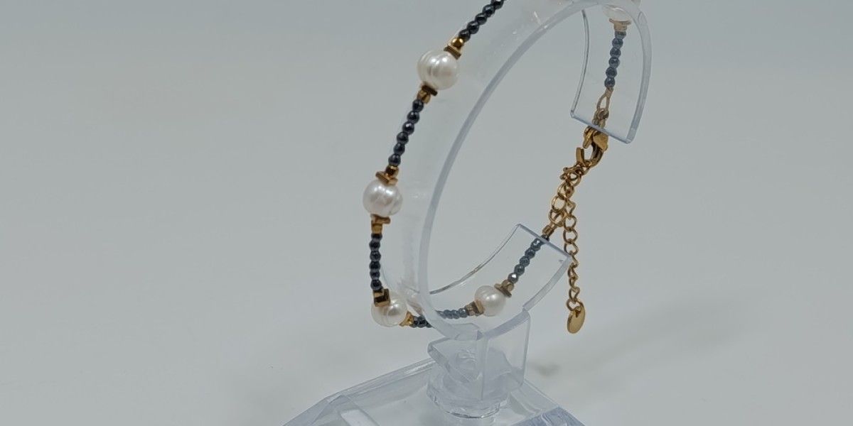 Βραχιόλι από Ανοξείδωτο Ατσάλι Επίχρυσο με Αιματίτη και Μαργαριτάρι