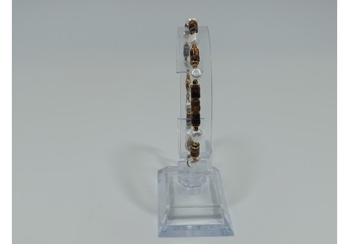 Βραχιόλι Ατσάλι Επίχρυσο με Μάτι Τίγρη & Mother of Pearl