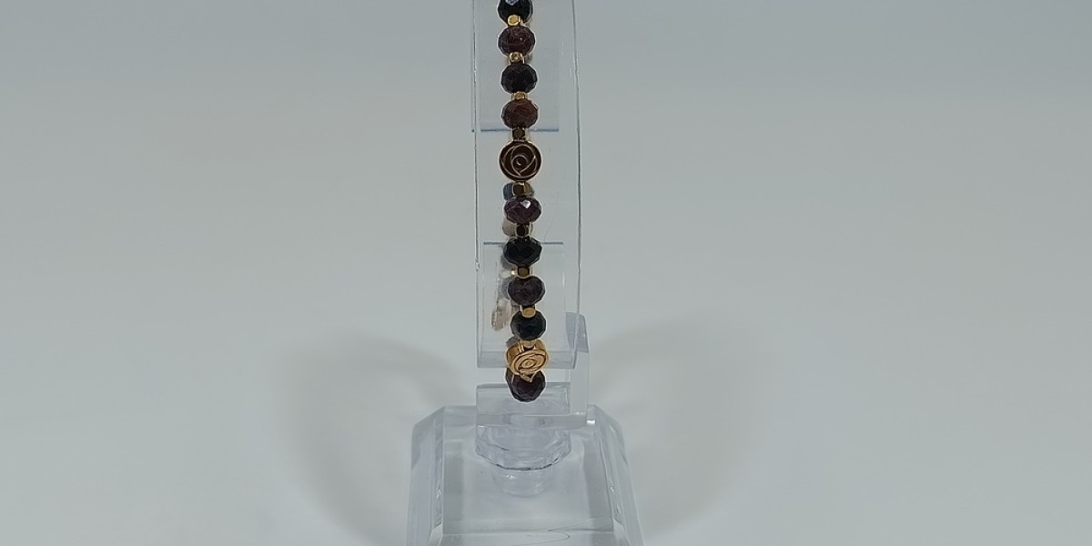 Βραχιόλι Επίχρυσο Ατσάλι με Αιματίτη και Πολύχρωμη Τουρμαλίνη