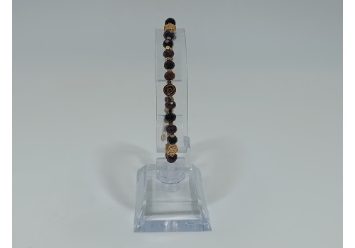 Βραχιόλι Επίχρυσο Ατσάλι με Αιματίτη και Πολύχρωμη Τουρμαλίνη