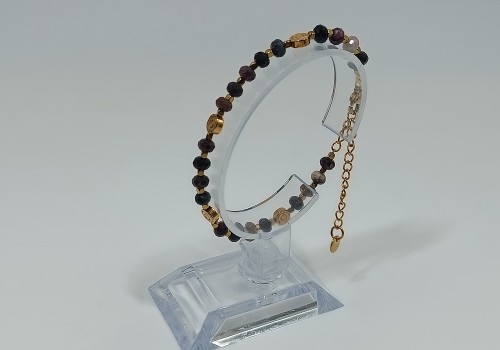 Βραχιόλι Επίχρυσο Ατσάλι με Αιματίτη και Πολύχρωμη Τουρμαλίνη