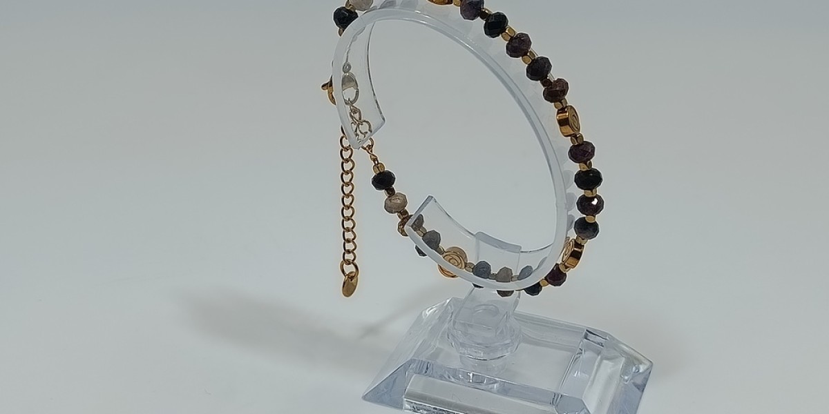 Βραχιόλι Επίχρυσο Ατσάλι με Αιματίτη και Πολύχρωμη Τουρμαλίνη