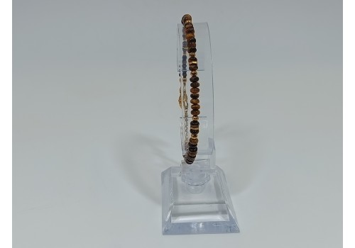 Βραχιόλι Επίχρυσο Ατσάλι με Μάτι Τίγρη & Αιματίτη