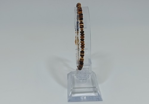 Βραχιόλι Επίχρυσο Ατσάλι με Μάτι Τίγρη & Αιματίτη