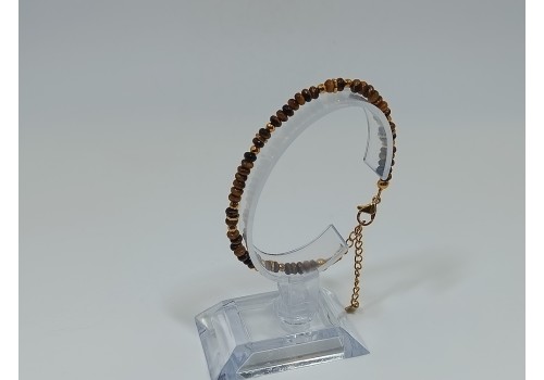 Βραχιόλι Επίχρυσο Ατσάλι με Μάτι Τίγρη & Αιματίτη