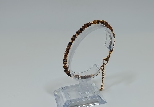 Βραχιόλι Επίχρυσο Ατσάλι με Μάτι Τίγρη & Αιματίτη