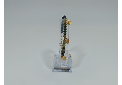 Βραχιόλι Επίχρυσο Ατσάλι με Γρανάτη & Αιματίτη