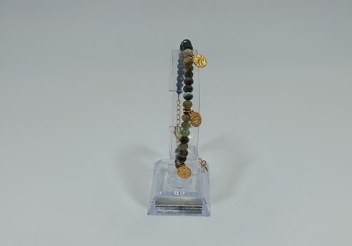 Βραχιόλι Επίχρυσο Ατσάλι με Γρανάτη & Αιματίτη