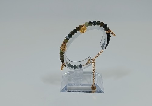 Βραχιόλι Επίχρυσο Ατσάλι με Γρανάτη & Αιματίτη