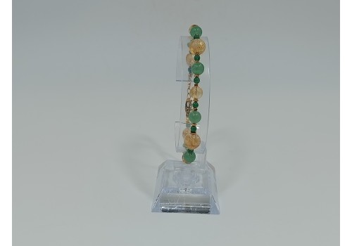 Βραχιόλι Επίχρυσο Ατσάλι με Κίτρινη, Αχάτη, Αβεντουρίνη και Αιματίτη