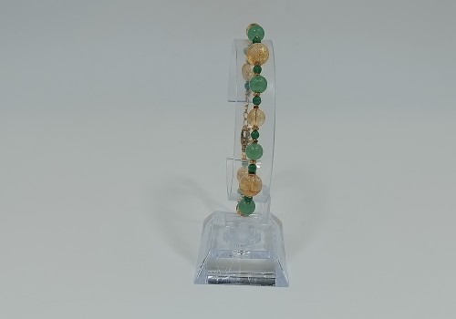 Βραχιόλι Επίχρυσο Ατσάλι με Κίτρινη, Αχάτη, Αβεντουρίνη και Αιματίτη