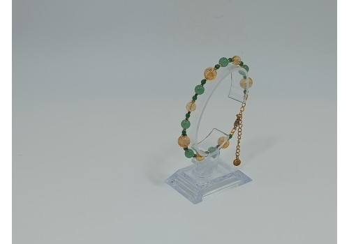 Βραχιόλι Επίχρυσο Ατσάλι με Κίτρινη, Αχάτη, Αβεντουρίνη και Αιματίτη