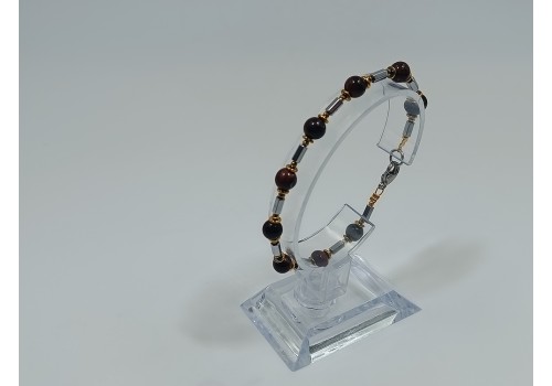 Βραχιόλι Ατσάλι με Μάτι Ταύρου και Αιματίτη