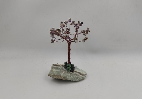διακοσμητικό δεντράκι με αραγωνίτη,αμέθυστο και αιματίτη