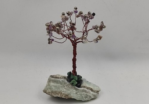 διακοσμητικό δεντράκι με αραγωνίτη,αμέθυστο και αιματίτη