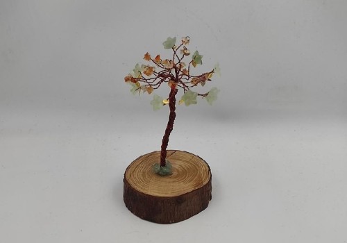 διακοσμητικό δεντράκι με ζαντ,καρνεόλη και χαλαζία ρουτίλιο