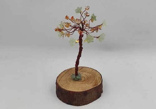 διακοσμητικό δεντράκι με ζαντ,καρνεόλη και χαλαζία ρουτίλιο