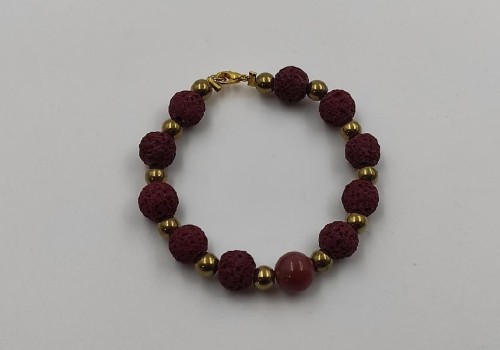 Χειροποίητο βραχιόλι με Λάβα και Ίασπι