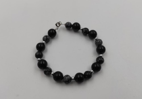 Χειροποίητο βραχιόλι με Όνυχα και Οψιδιανό