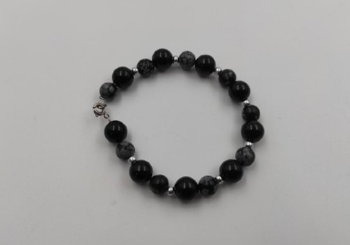 Χειροποίητο βραχιόλι με Όνυχα και Οψιδιανό