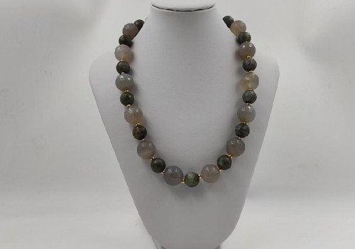 κολιέ με αχάτη και λαβραδορίτη