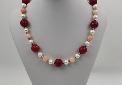 κολιέ από ασίμη με αχάτη, ζαντ και μαργαριτάρι κολιέ από ασίμη με αχάτη, ζαντ και μαργαριτάρι