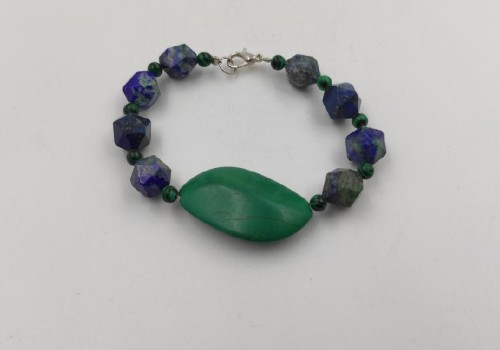 χειροποίητο βραχιόλι με τιρκουάζ και αζουρομαλαχίτη 