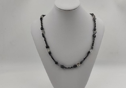 κολιέ από ατσάλι με χαλαζία ρουτίλιο και αιματίτης
