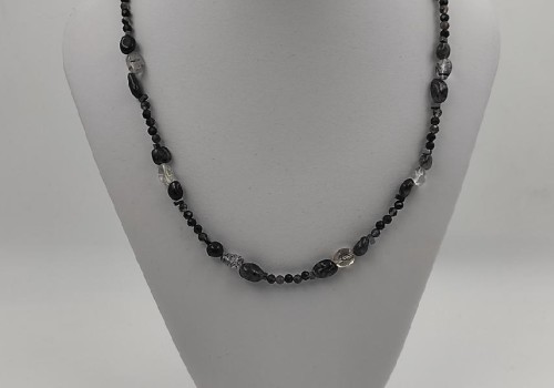 κολιέ από ατσάλι με χαλαζία ρουτίλιο και αιματίτης