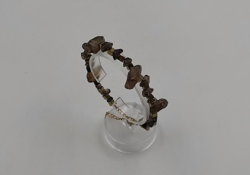 χειροποίητο βραχιόλι από ατσάλι με καπνία και αιματίτη