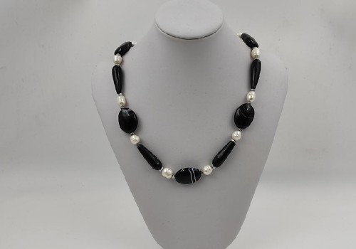 περιδαίριο από ατσαλί με μαργαριτάρι, αχάτη και αιματίτη