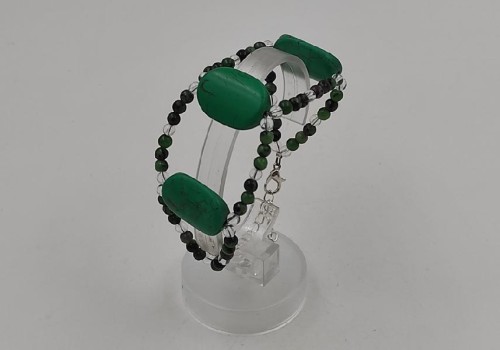 Χειροποίητο βραχιόλι με χαλαζία, Ρουμπίνη Ζωισίτη και Τιρκουαζ