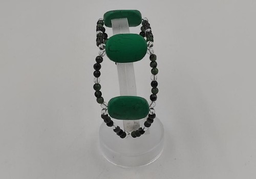 Χειροποίητο βραχιόλι με χαλαζία, Ρουμπίνη Ζωισίτη και Τιρκουαζ