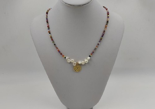 Χειροποίητο κολιέ από brush με Ζίργκον και Μαργαριτάρι