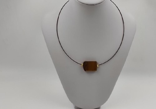 Χειροποίητο κολιέ από ατσάλι με Μάτι Τίγρη