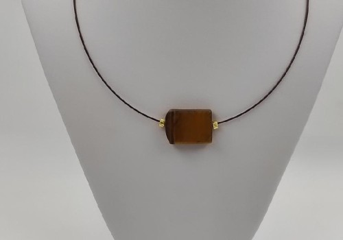 Χειροποίητο κολιέ από ατσάλι με Μάτι Τίγρη