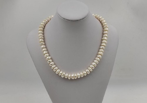 Χειροποίητο κολιέ από ατσάλι με μαργαριτάρι