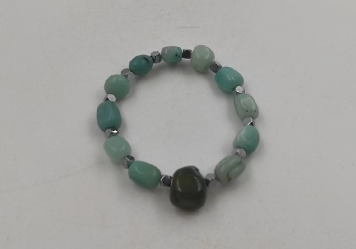 χειροποίητο βραχιόλι με αμαζονίτη, αιματίτη και αχάτη