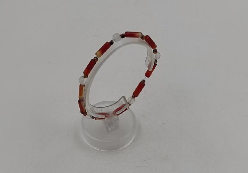 χειροποίητο βραχιόλι με αιματίτη, αχάτη και χαλαζία