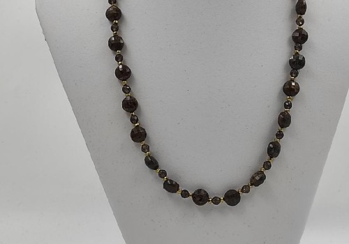 Χειροποίητο κολιέ από ατσάλι με Μπρονζίτη, Καπνία και Αιματίτη