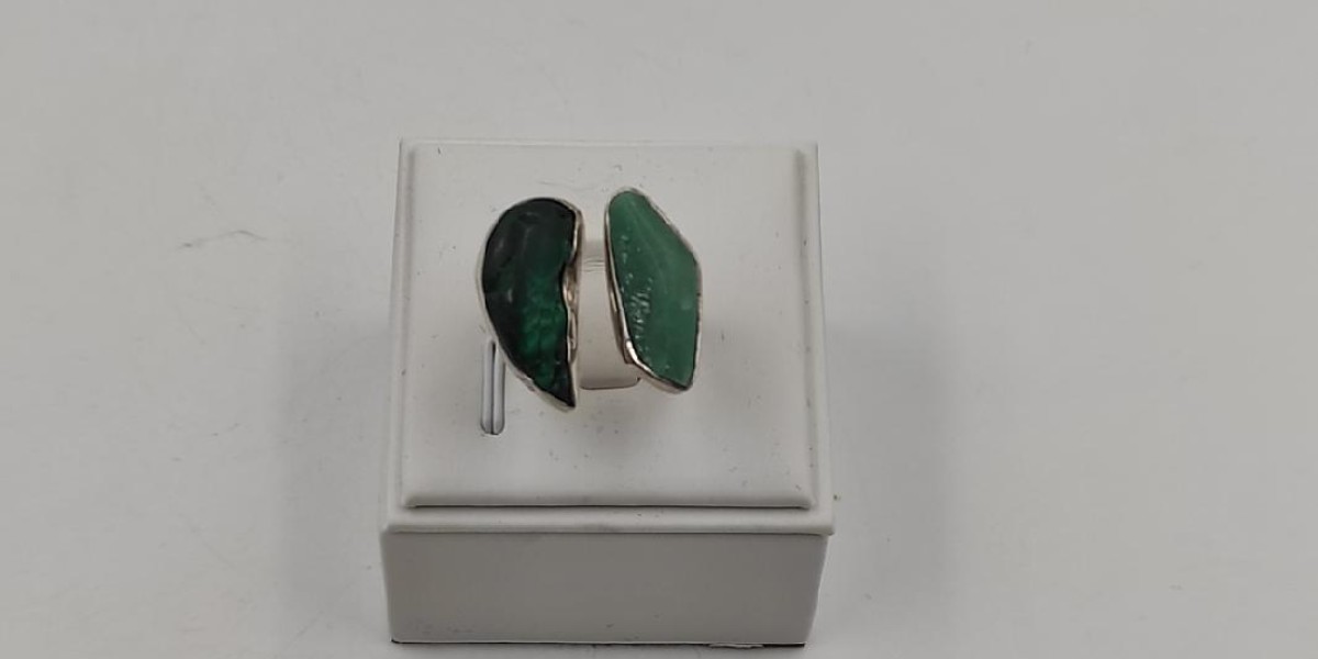 Χειροποίητο δαχτυλίδι από ασημί 925 με Μαλαχίτη και Φουξίτη