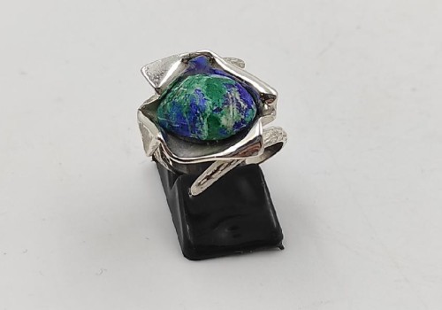 Χειροποίητο δαχτυλίδι από ασημί 925 με Αζουρομαλαχίτη