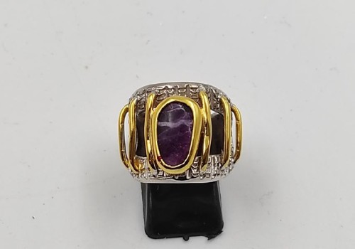 Χειροποίητο δαχτυλίδι από ασημί 925 με Φθορίτη