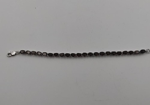 Βραχιόλι Ριβιέρα από ασημί 925 με Καπνία Χαλαζία Βραχιόλι Ριβιέρα από ασημί 925 με Καπνία Χαλαζία